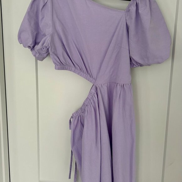 Purple Asymmetrical Dress with Side Cutout - Picture 3 of 5